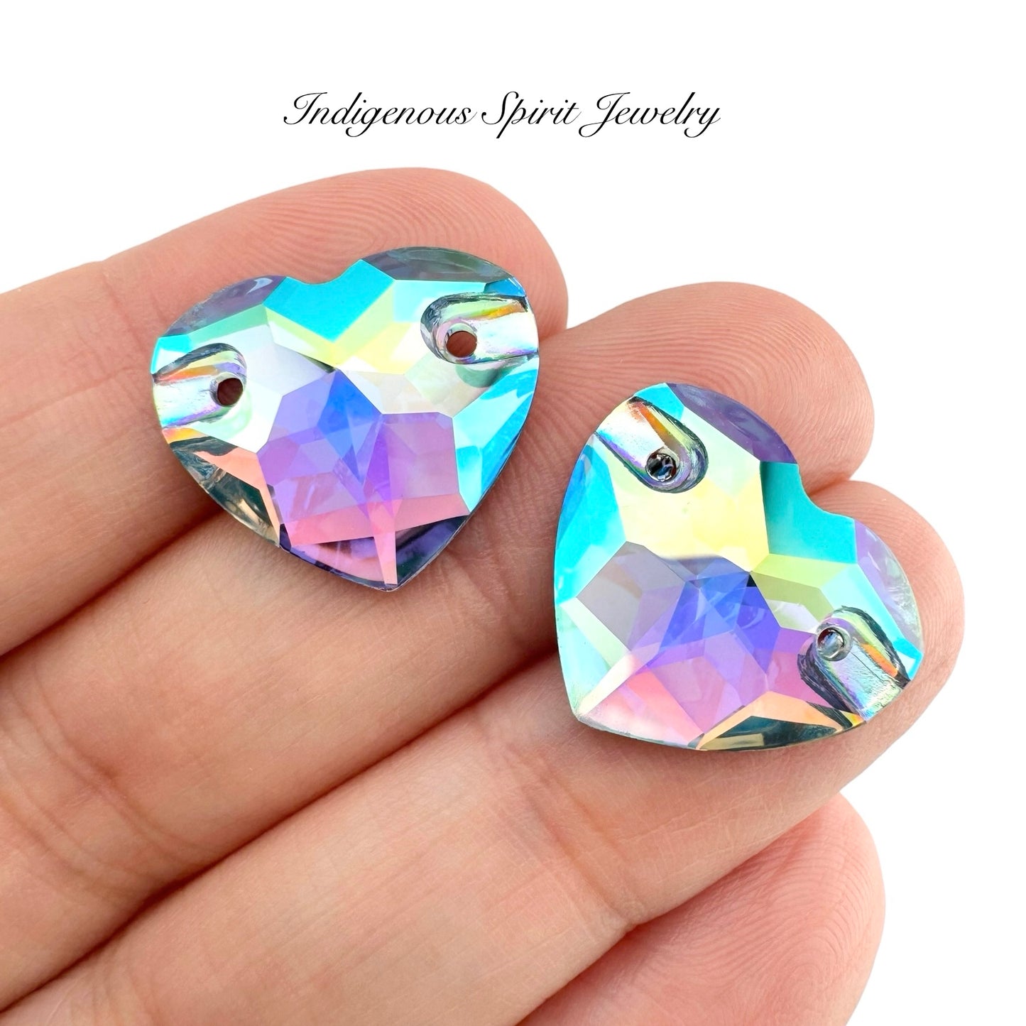 Aquamarine AB Sew-on Heart K9 Crystal Cabochons