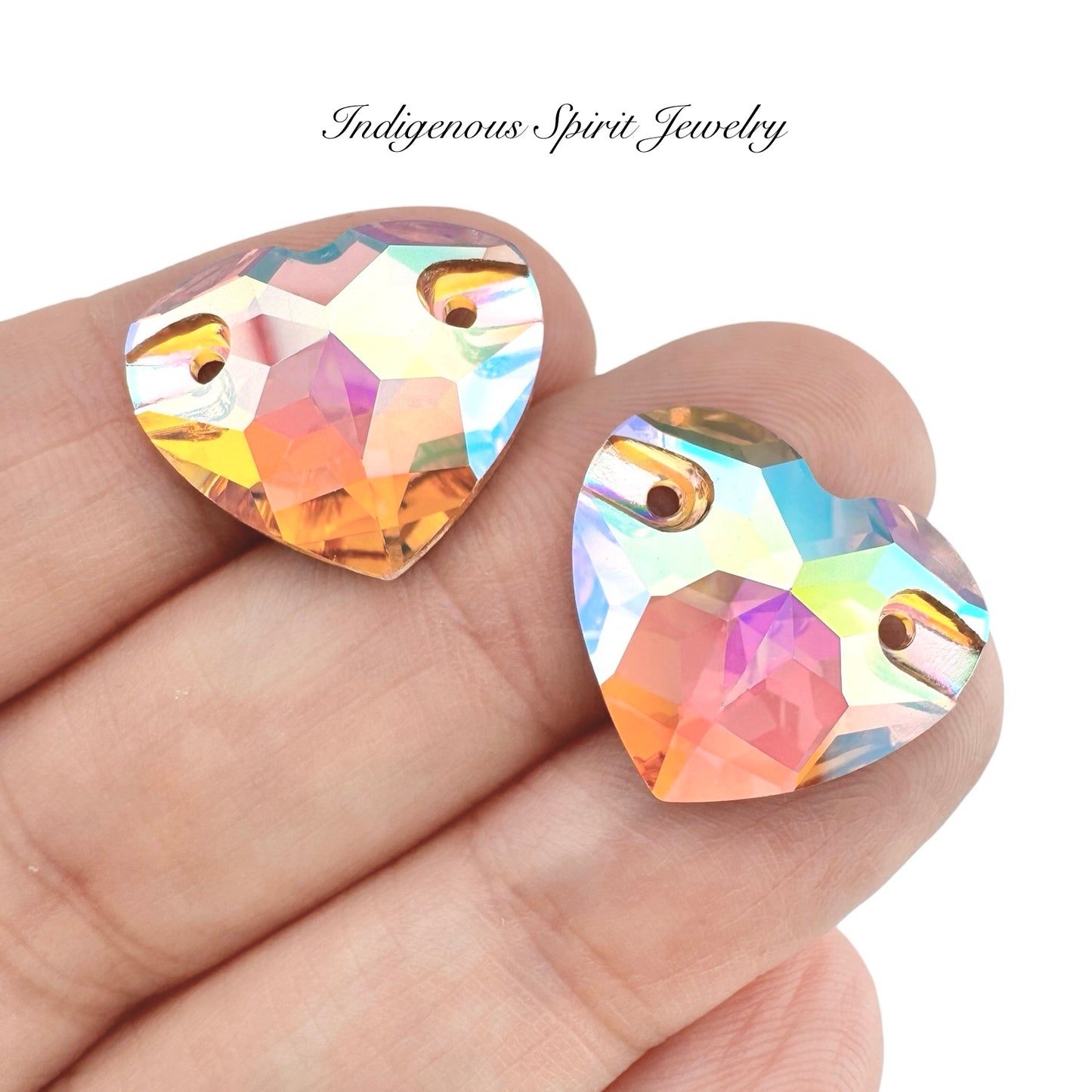 Light Peach AB Sew-on Heart K9 Crystal Cabochons
