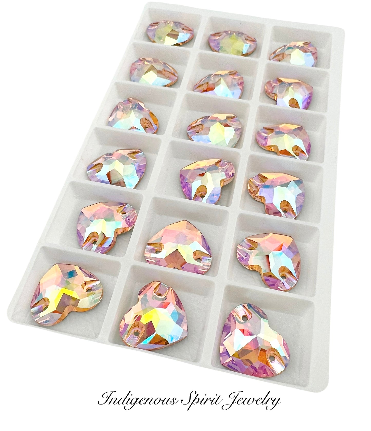 Light Peach AB Sew-on Heart K9 Crystal Cabochons