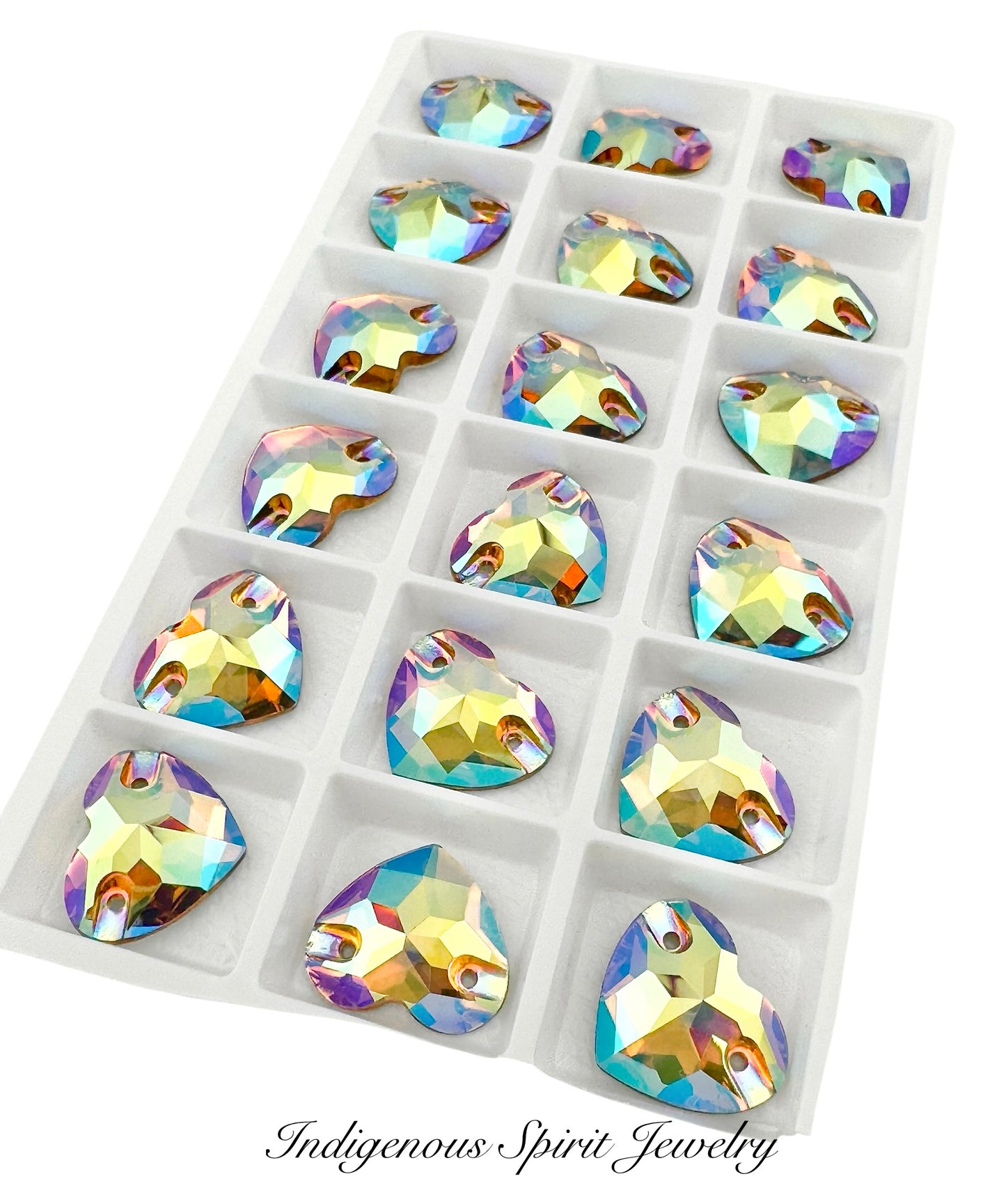 Light Colorado AB Sew-on Heart K9 Crystal Cabochons