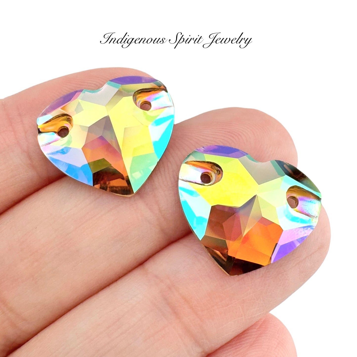 Light Colorado AB Sew-on Heart K9 Crystal Cabochons