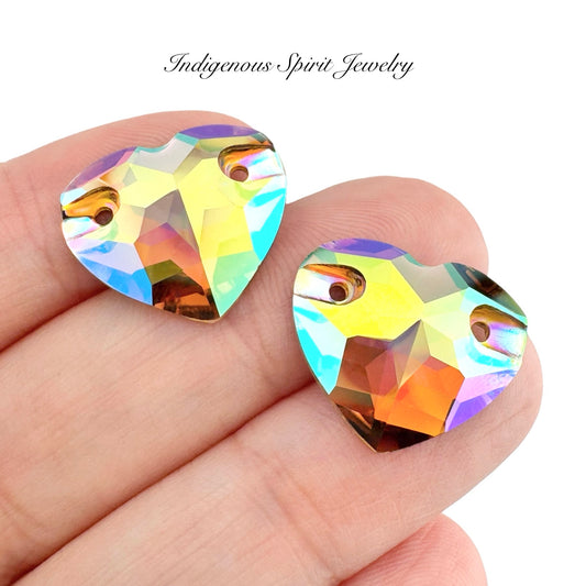 Light Colorado AB Sew-on Heart K9 Crystal Cabochons