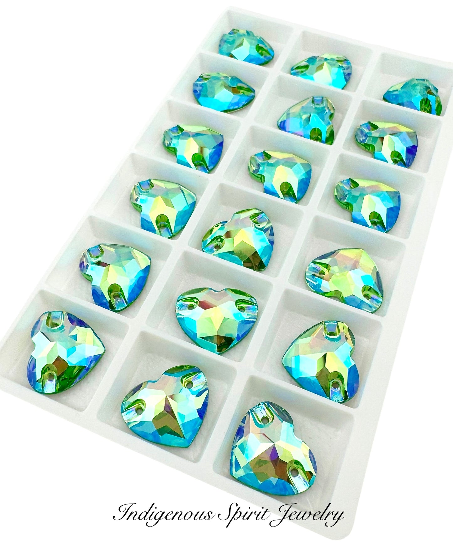 Peridot AB Sew-on Heart K9 Crystal Cabochons