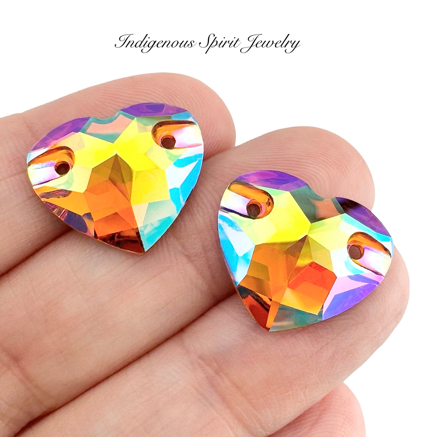 Topaz AB Sew-on Heart K9 Crystal Cabochons