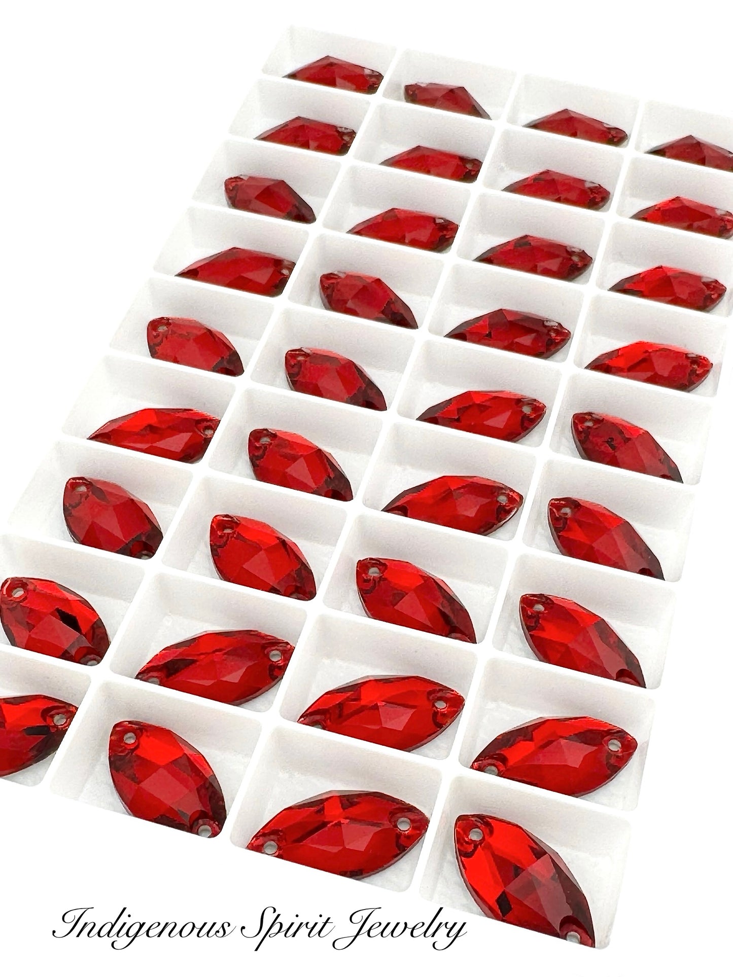 Siam Navette Sew-on K9 Crystal Cabochons