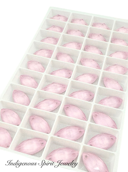 Pink Mocha Navette Sew-on K9 Crystal Cabochons
