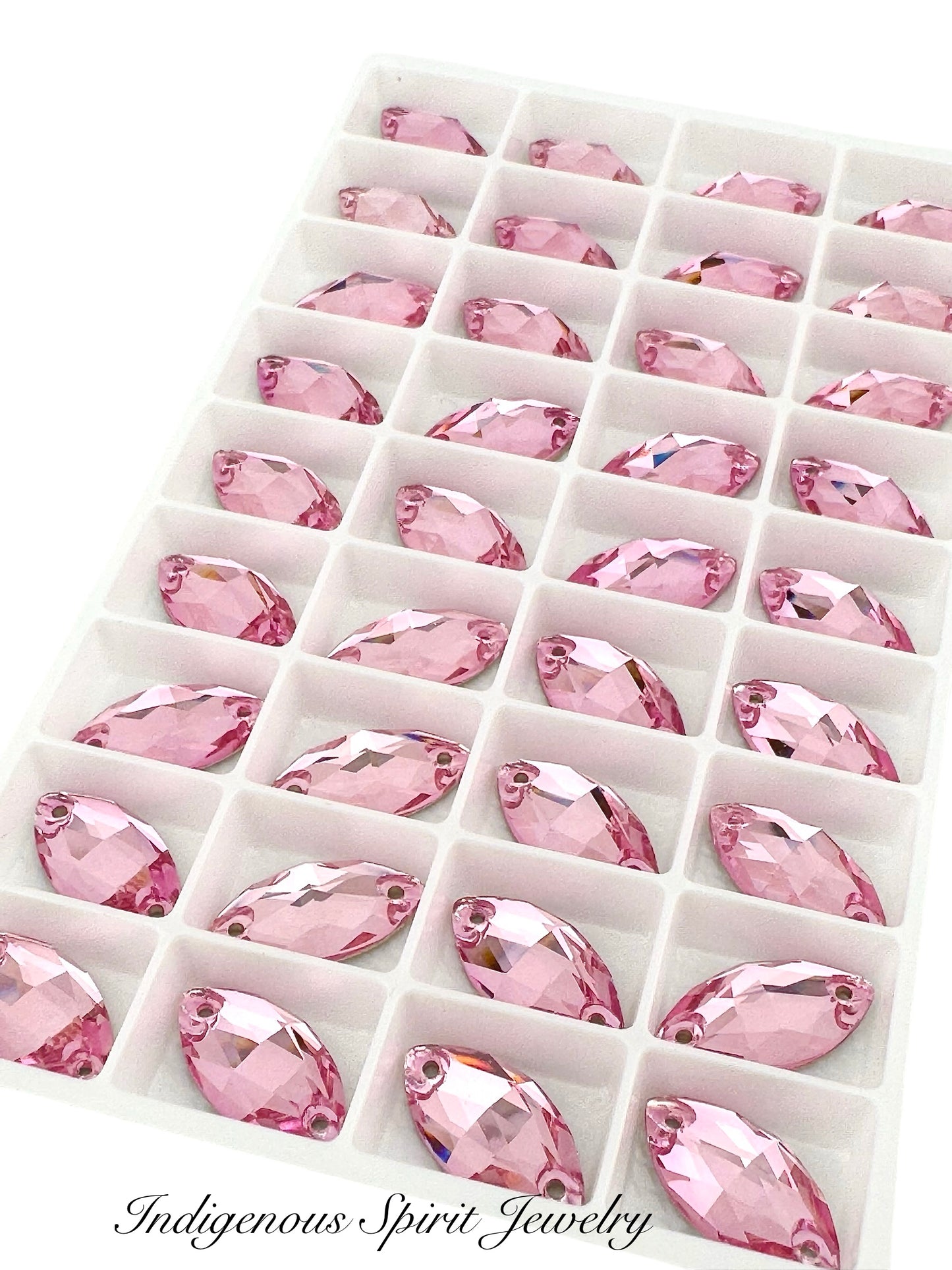 Light Rose Navette Sew-on K9 Crystal Cabochons