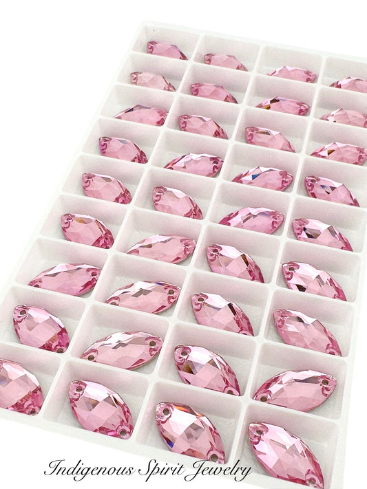 Light Rose Navette Sew-on K9 Crystal Cabochons
