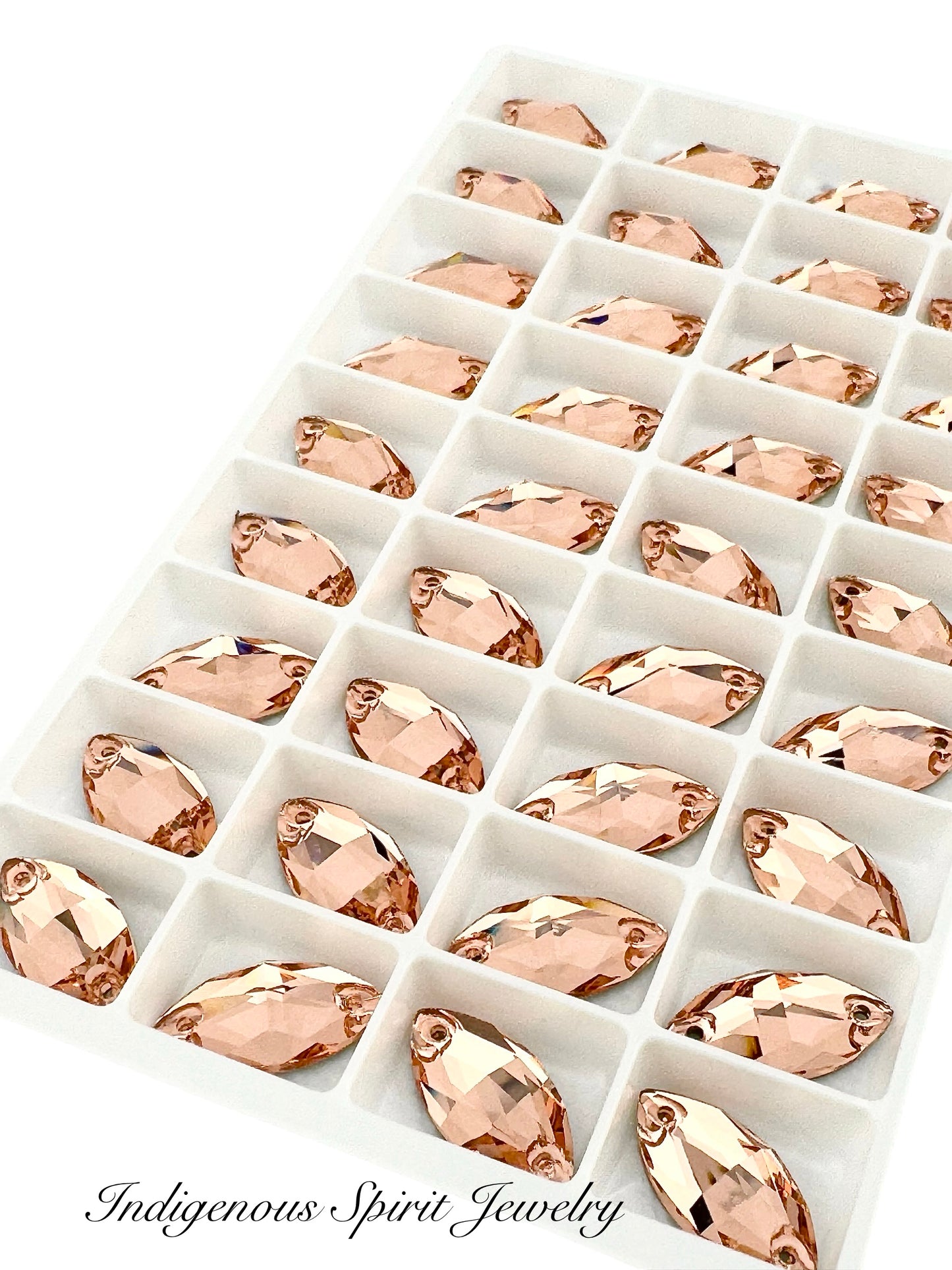 Light Peach Navette Sew-on K9 Crystal Cabochons