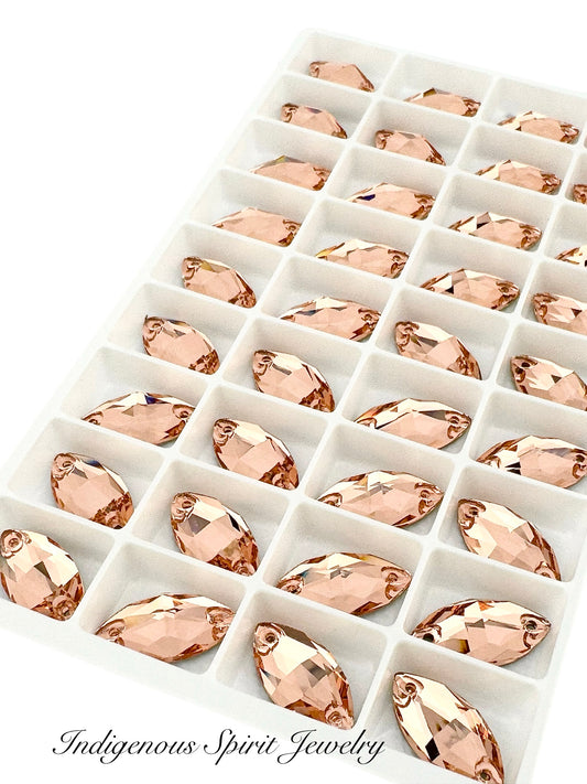 Light Peach Navette Sew-on K9 Crystal Cabochons