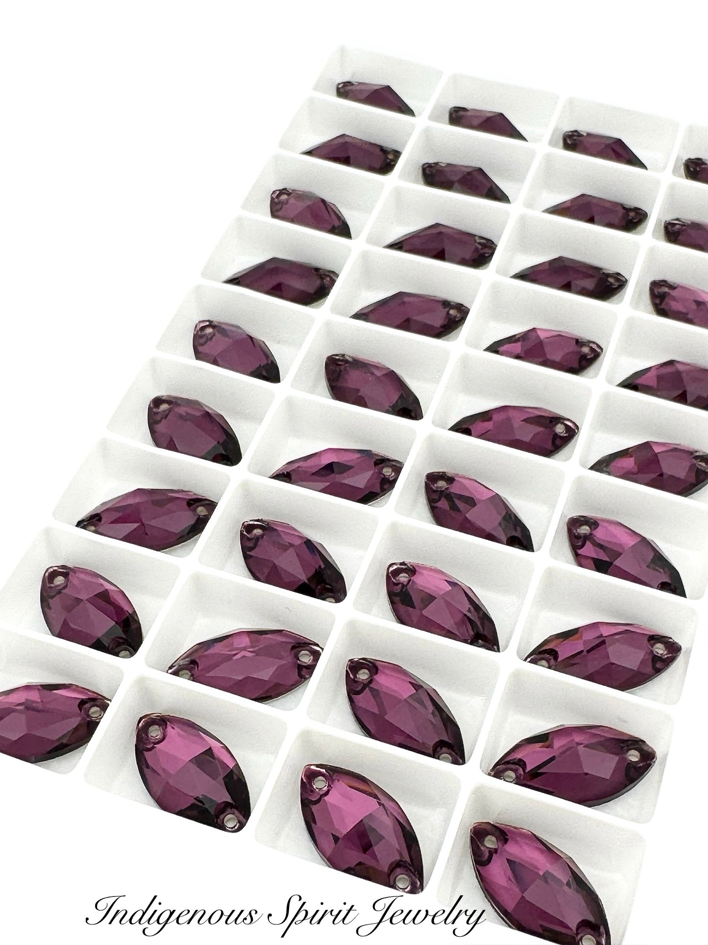 Amethyst Navette Sew-on K9 Crystal Cabochons