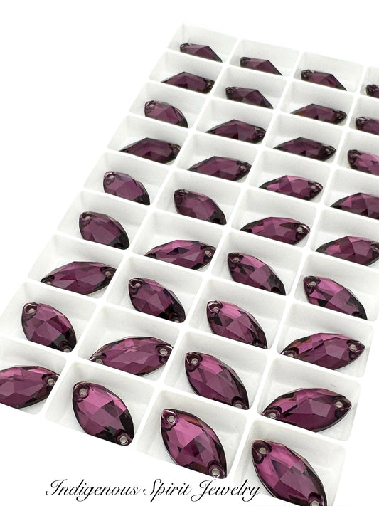 Amethyst Navette Sew-on K9 Crystal Cabochons