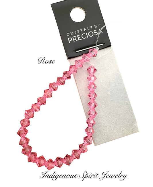 4mm Rose - Preciosa Bicone Beads