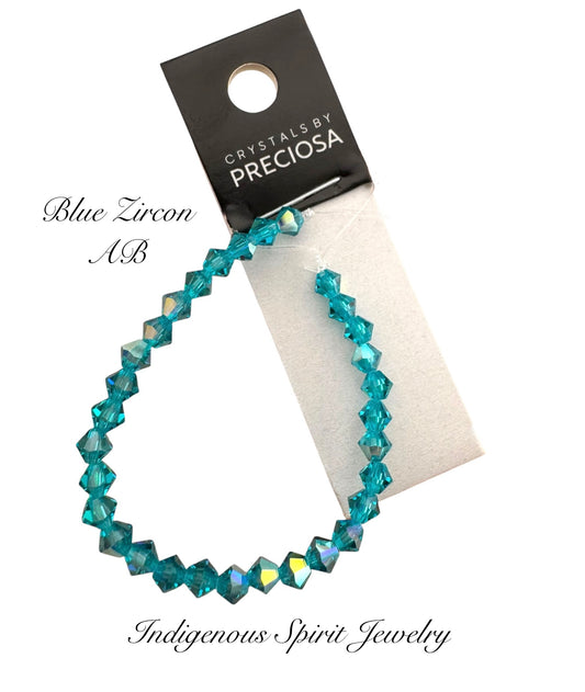 4mm Blue Zircon AB - Preciosa Bicone Beads