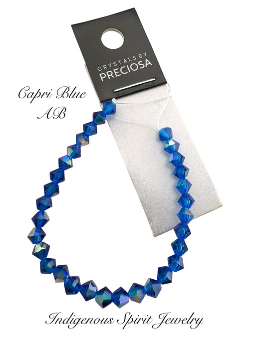 4mm Capri Blue AB - Preciosa Bicone Beads