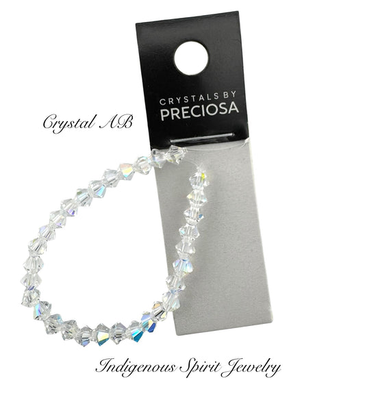 4mm Crystal AB - Preciosa Bicone Beads