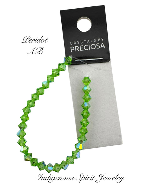 4mm Peridot AB - Preciosa Bicone Beads