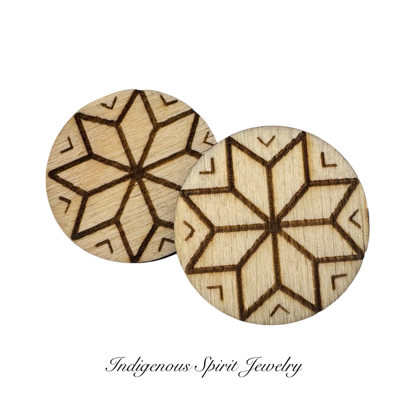 Mi'kmaq Star Wood Burned Cabochons (Limited Quantity - 37 pairs available)