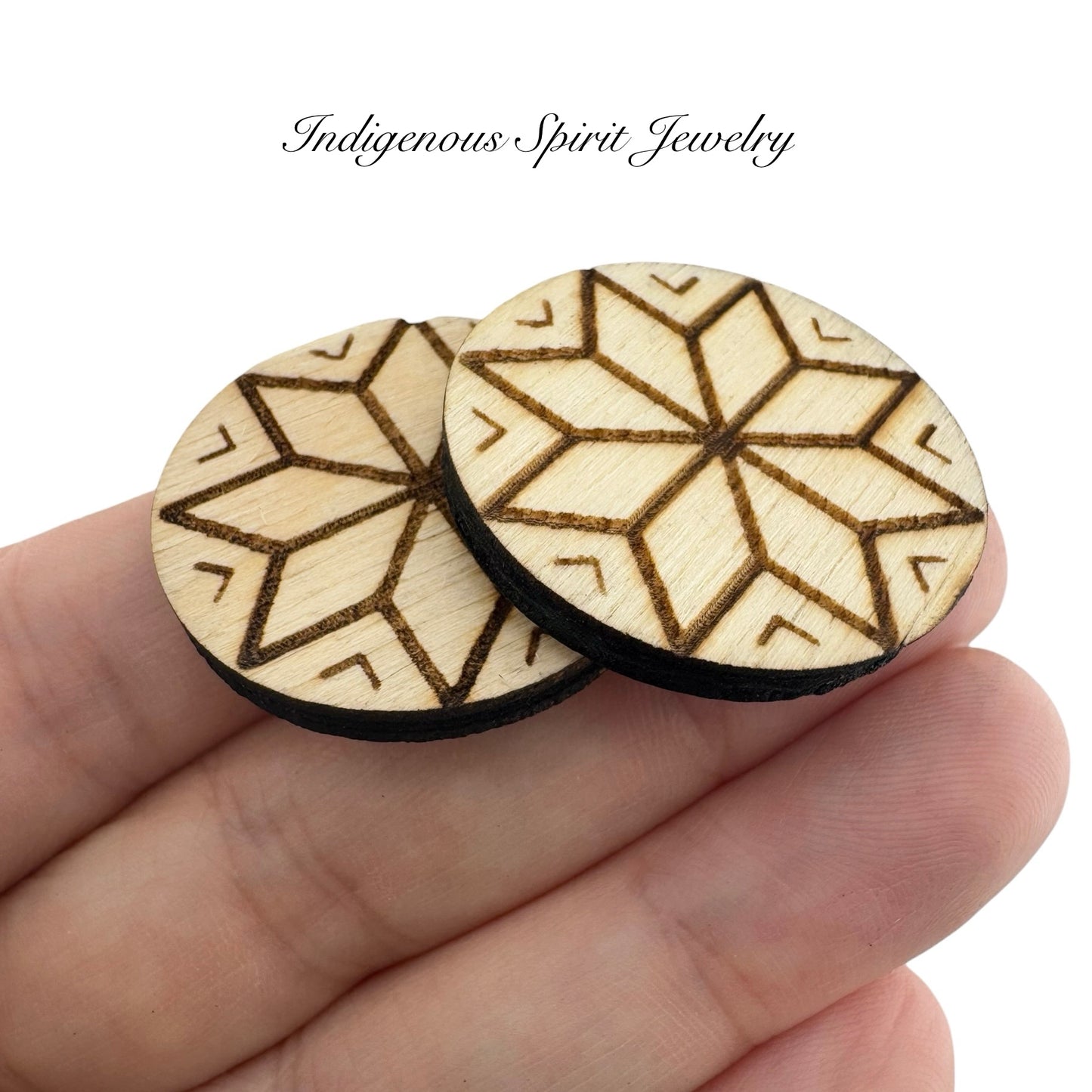 Mi'kmaq Star Wood Burned Cabochons (Limited Quantity - 37 pairs available)