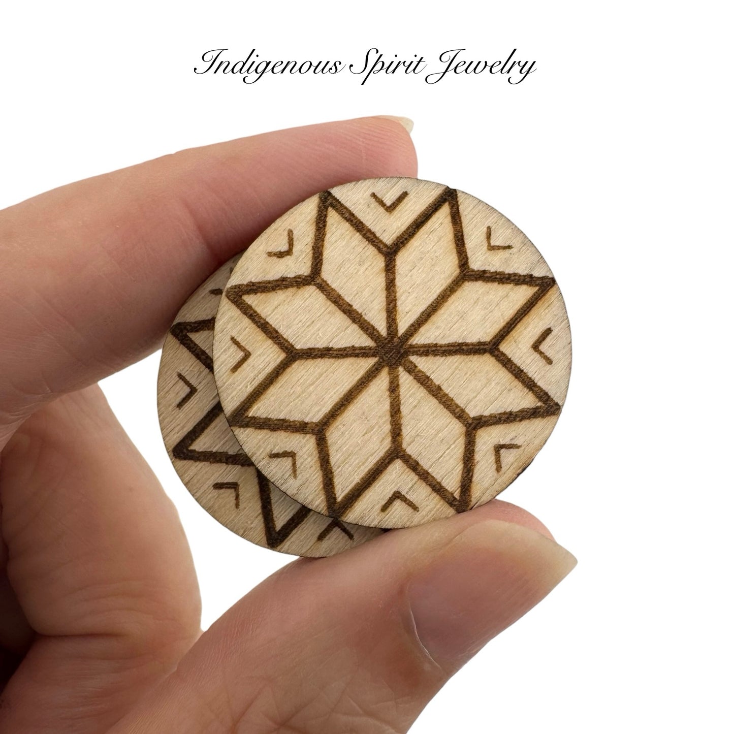 Mi'kmaq Star Wood Burned Cabochons (Limited Quantity - 37 pairs available)