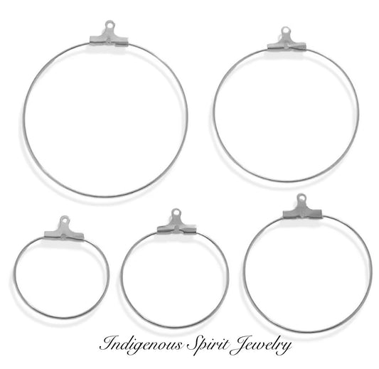 Stainless Steel Ear Wire Hoops - Silver