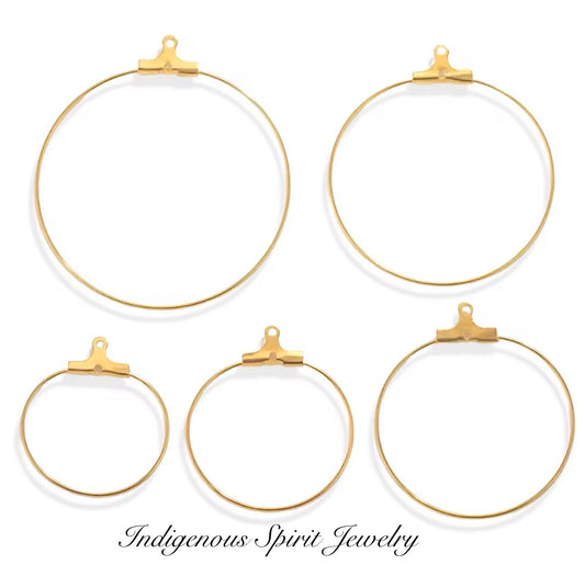 Stainless Steel Ear Wire Hoops - Gold