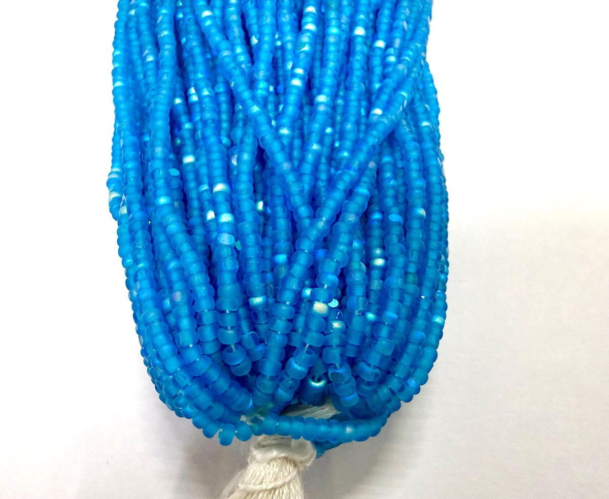 Patina Matte Dark Aqua AB - Sheen 2 Cut Charlotte Cut Beads (11/0)
