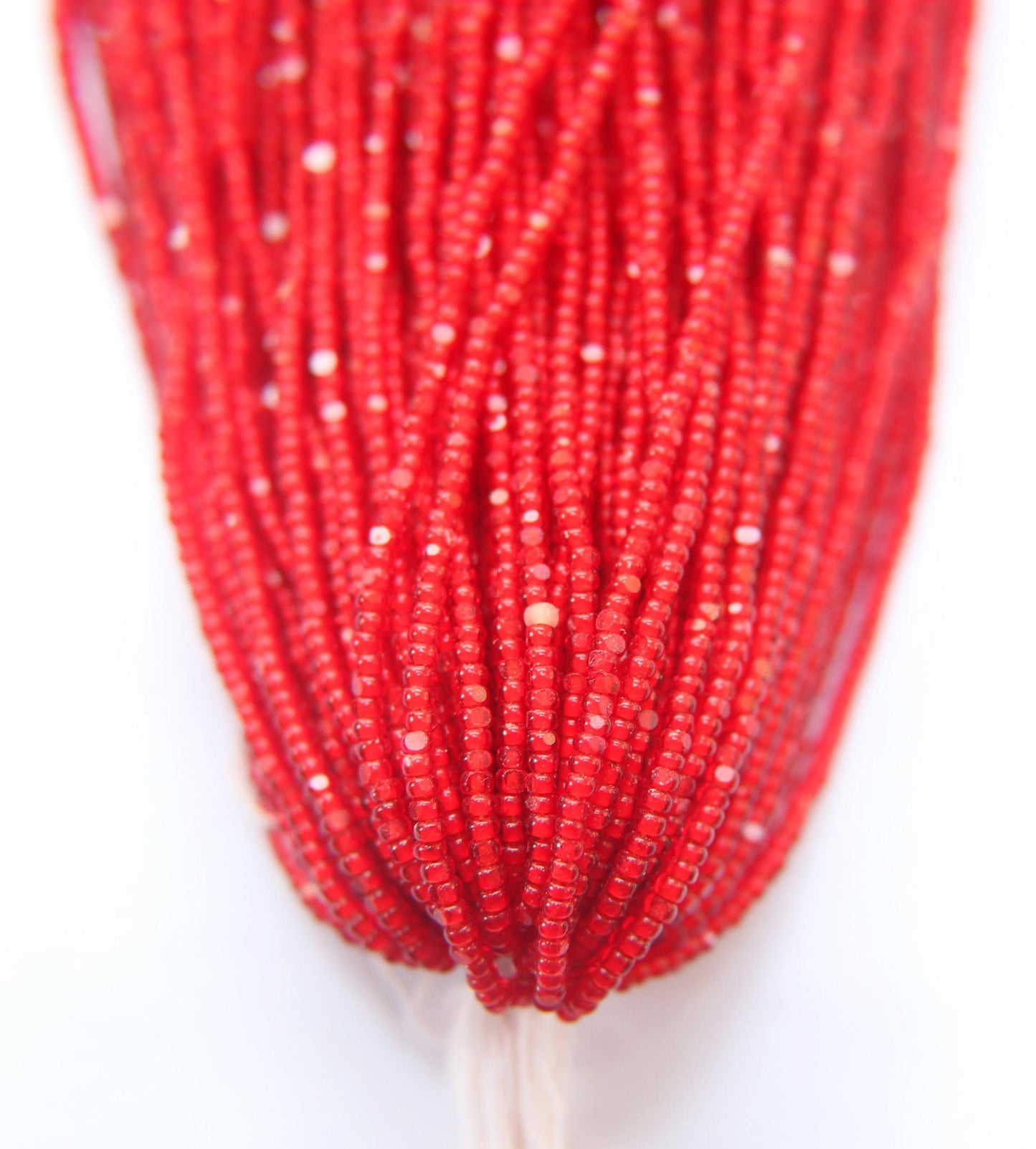 Red White Inside Lined - Sheen 2 Cut Charlotte Cut Beads (11/0)