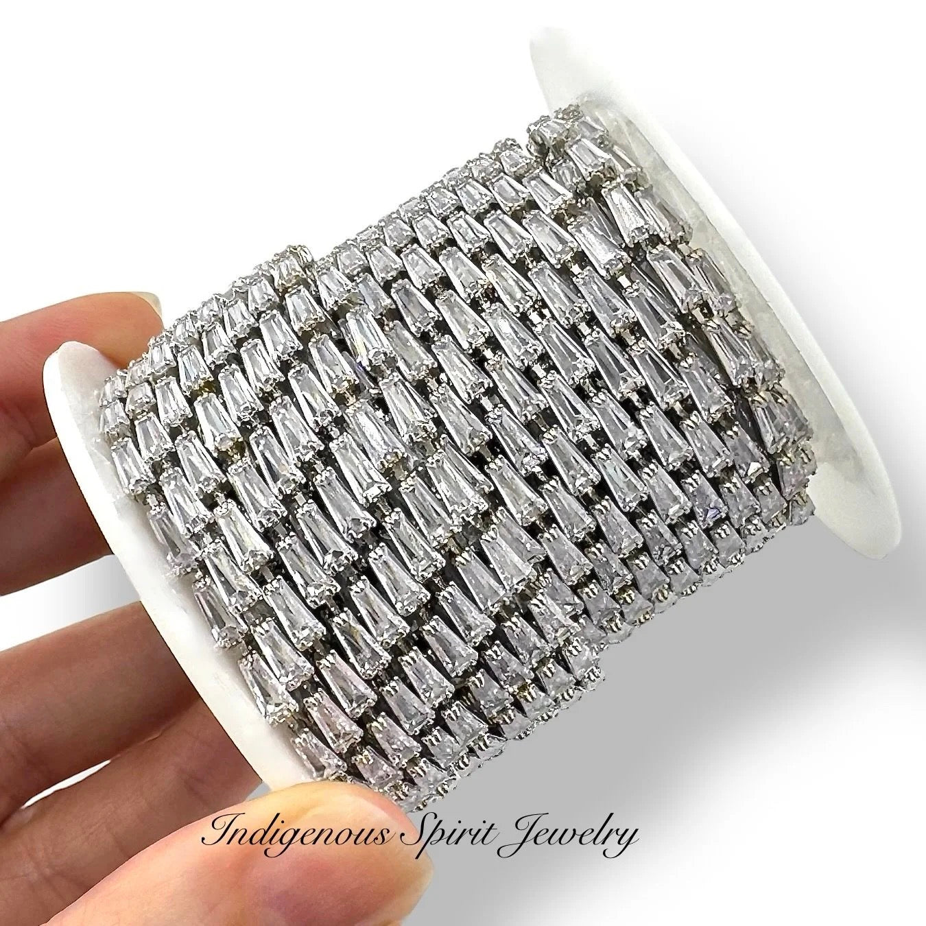 18k White Gold Plated, Trapezoid Chain Banding