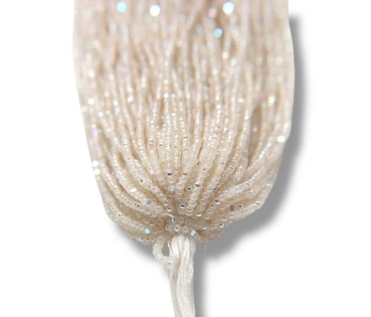 Patina White Alabaster AB 2-Cut, Charlotte Cut Beads