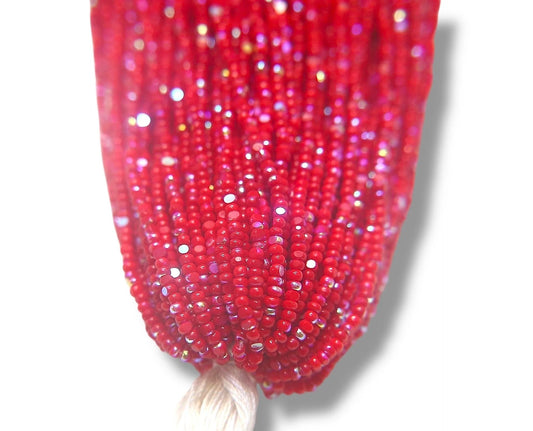 Patina Dark Red Opaque AB  2- Cut Charlotte Cut Beads