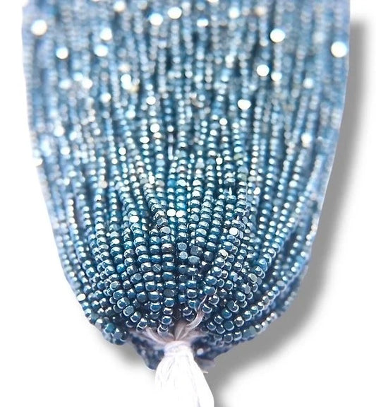 Ionized Opaque Slate Blue 2-Cut Charlotte Cut Beads