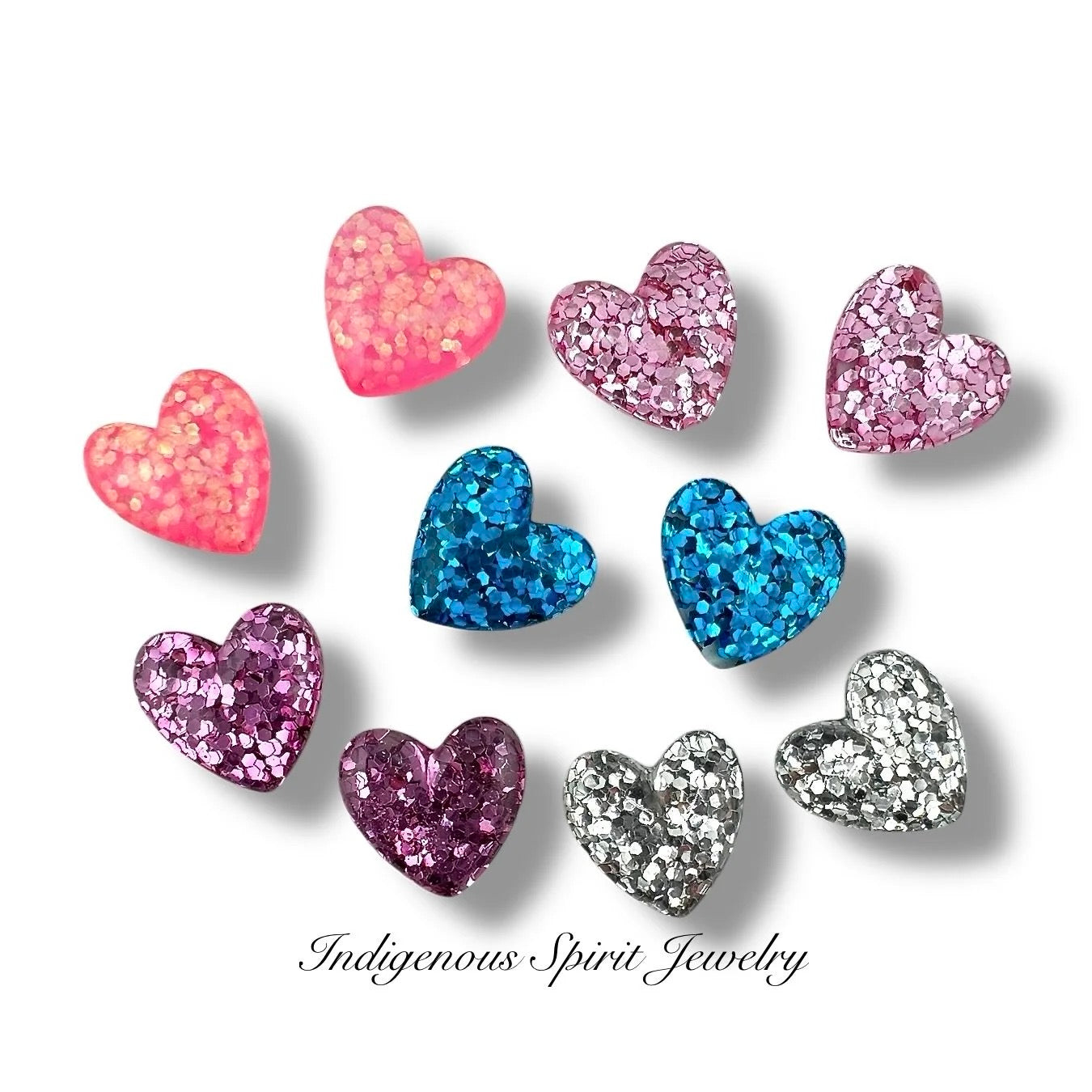 Glitter Heart Resin Cabochon Collection (G100)