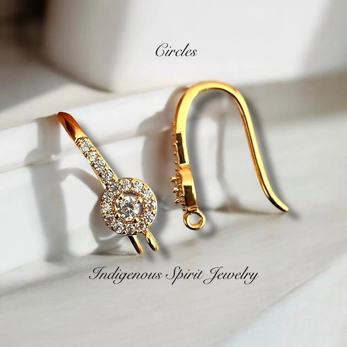 Fancy 18k Gold Plated Findings with Cubic Zirconia Crystals