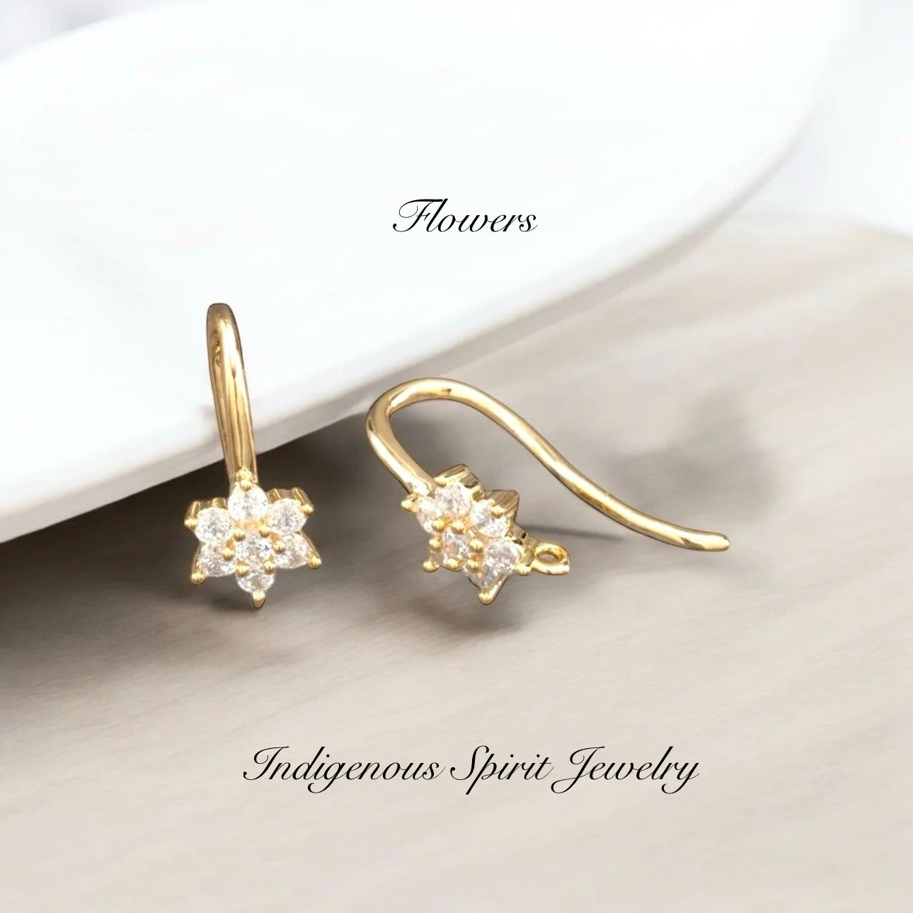 Fancy 18k Gold Plated Findings with Cubic Zirconia Crystals