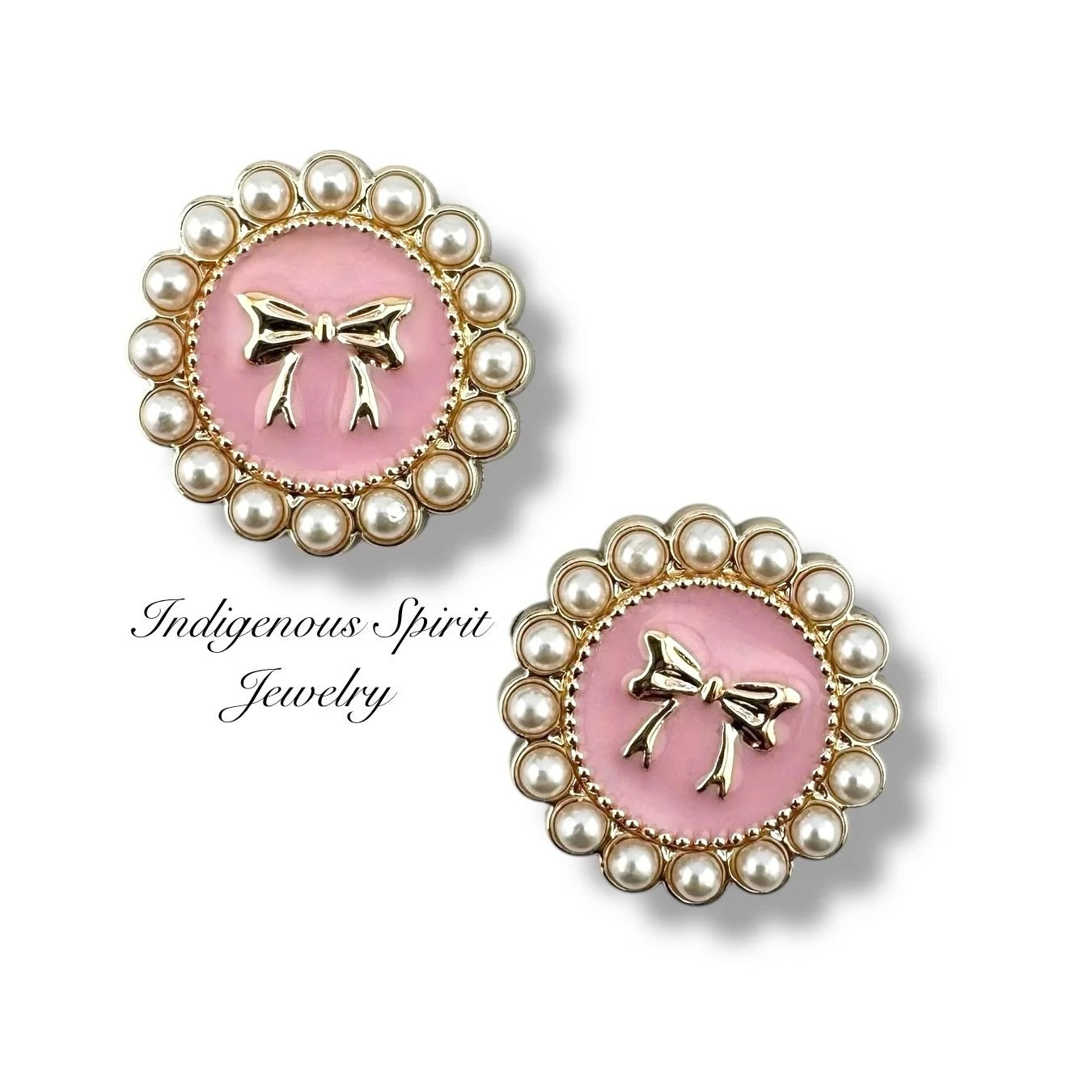 21mm Circle Pearl Edge with Bows Design Cabochons