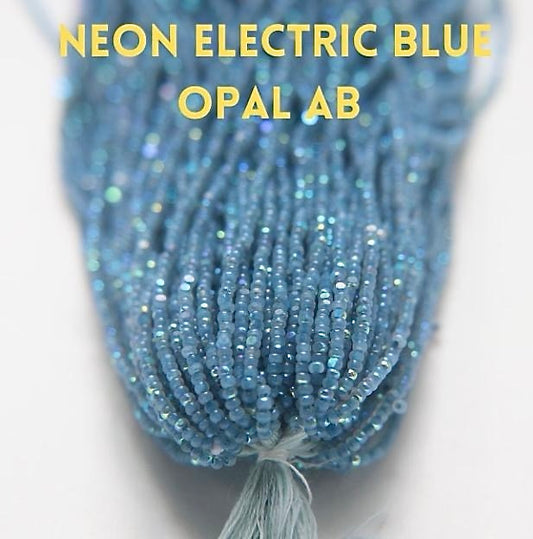 Patina Neon Electric Blue Opal AB Charlotte Cut Beads (11/0)
