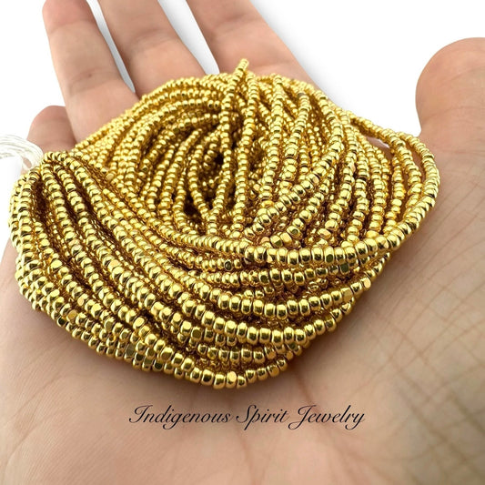 24k Gold Plated Charlotte Cut Precosia Beads (12 Strand - 40g)