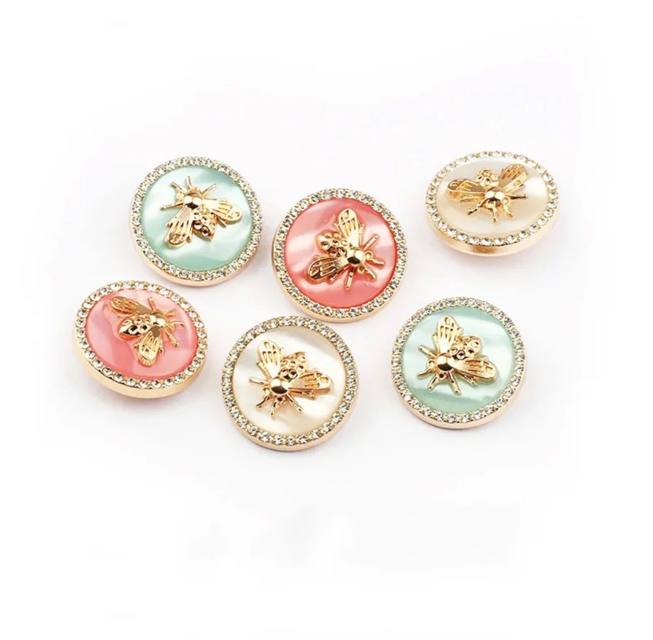 Repurposed Bee Button Cabochons - 5 colours!