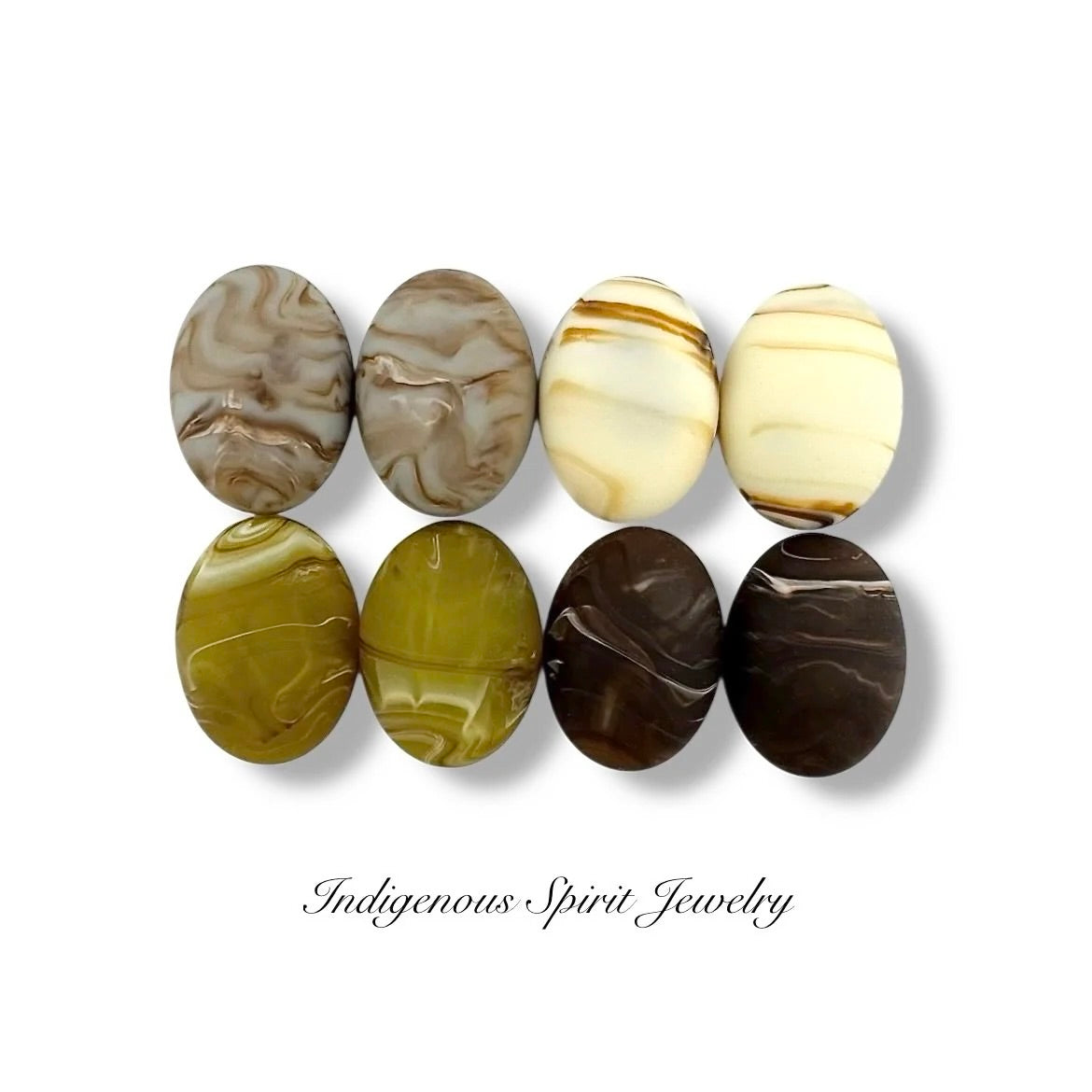 Oval Swirl Design Matte Cabochons