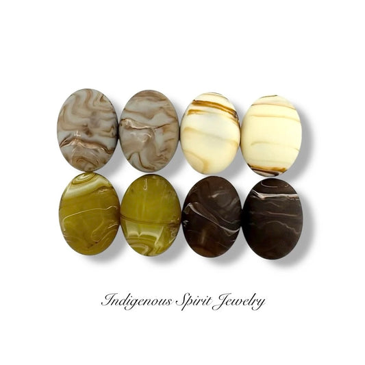 Oval Swirl Design Matte Cabochons