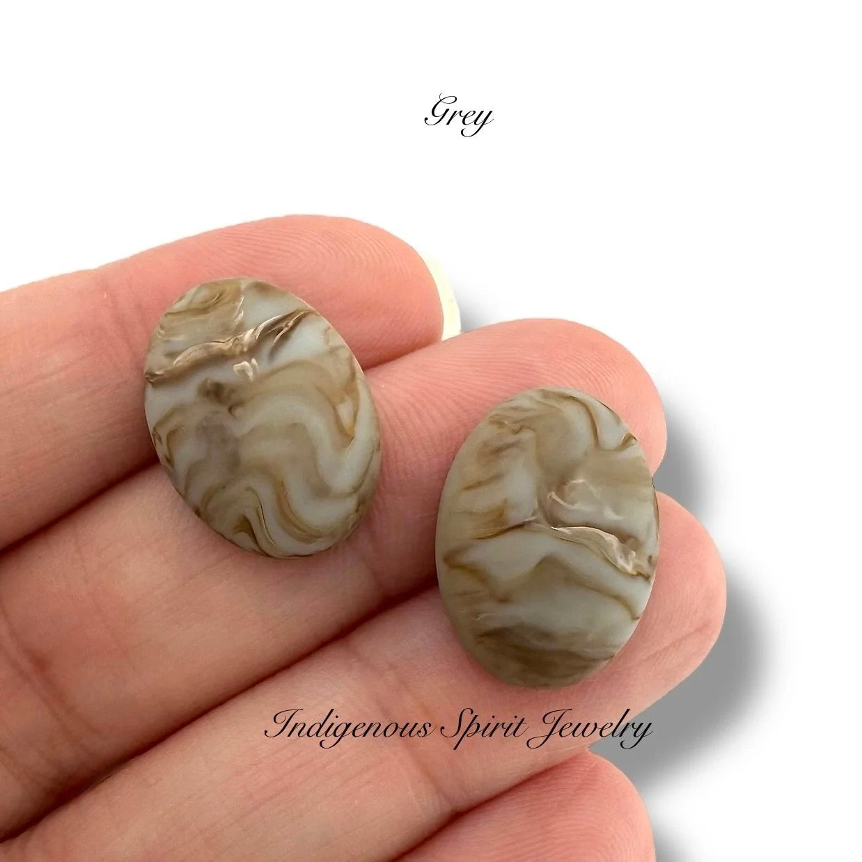 Oval Swirl Design Matte Cabochons