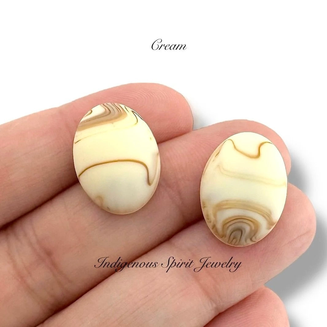 Oval Swirl Design Matte Cabochons
