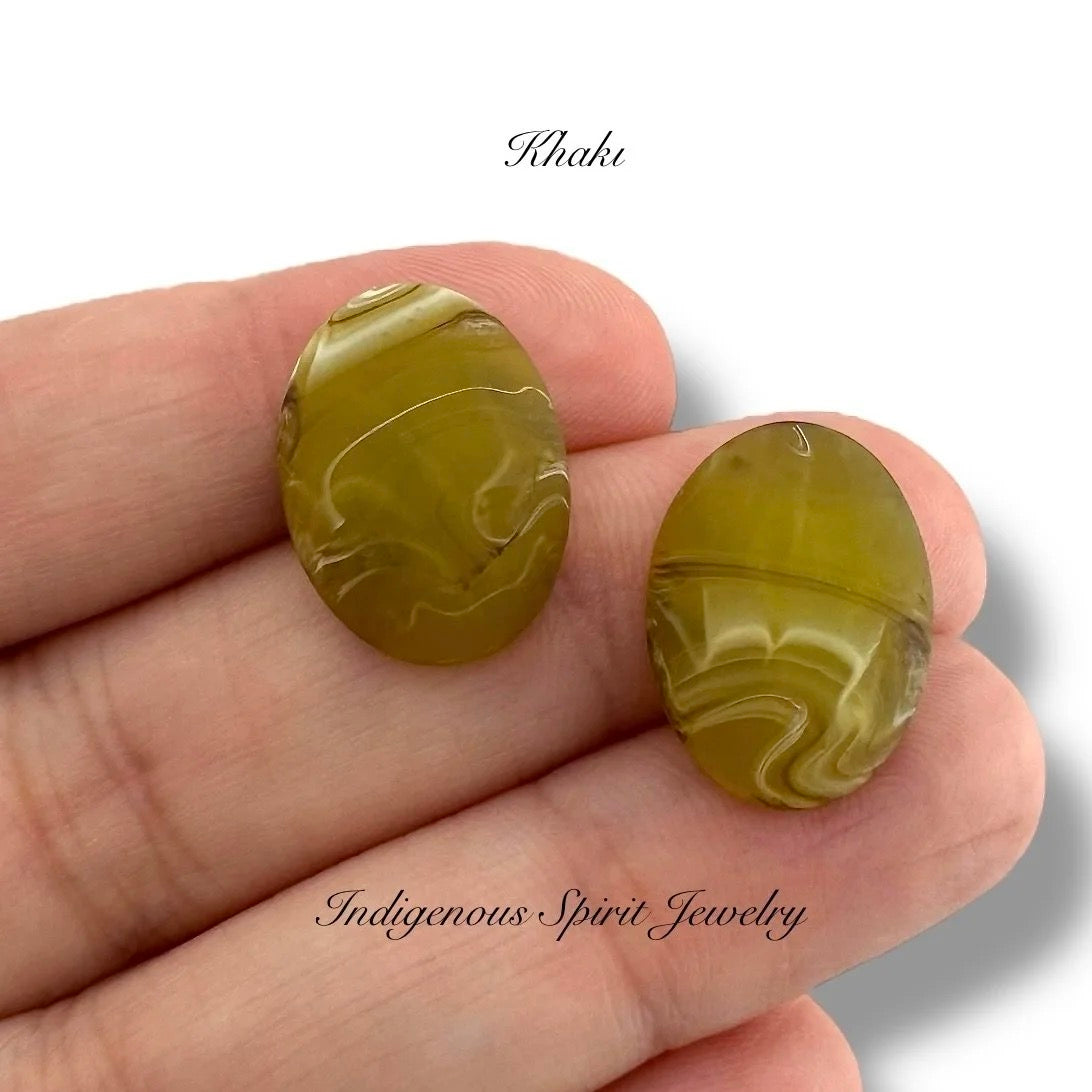 Oval Swirl Design Matte Cabochons