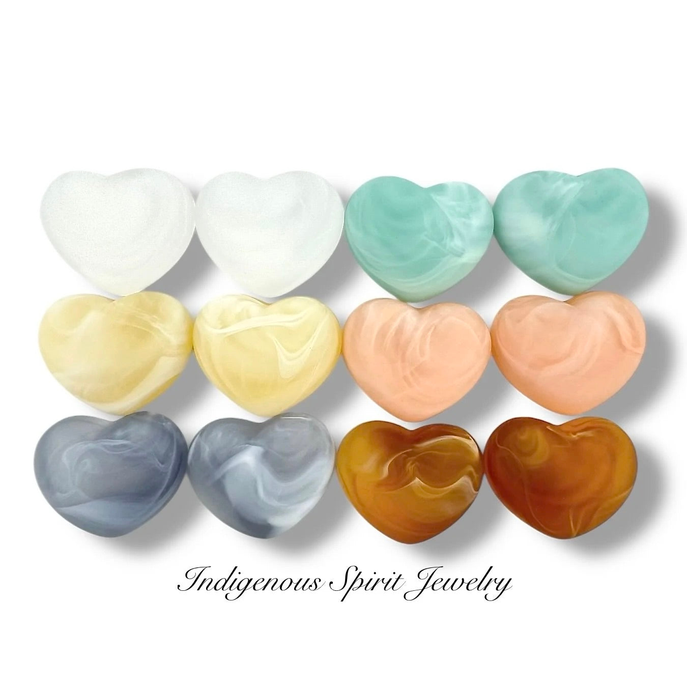 White Swirl Matte Heart Shaped Cabochons