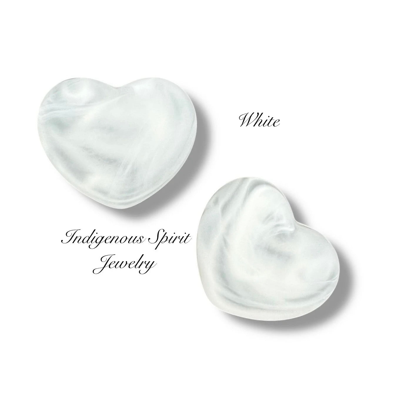 White Swirl Matte Heart Shaped Cabochons