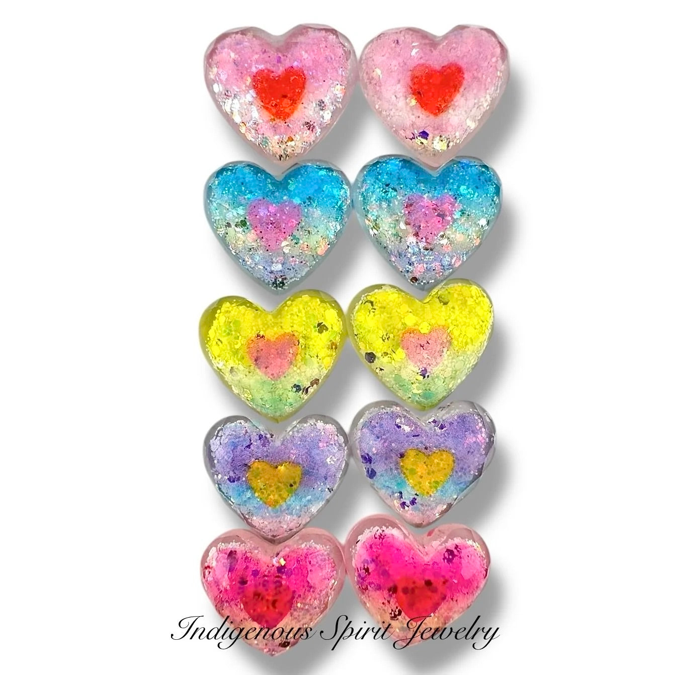 Glitter Confetti Inner Heart Cabochons