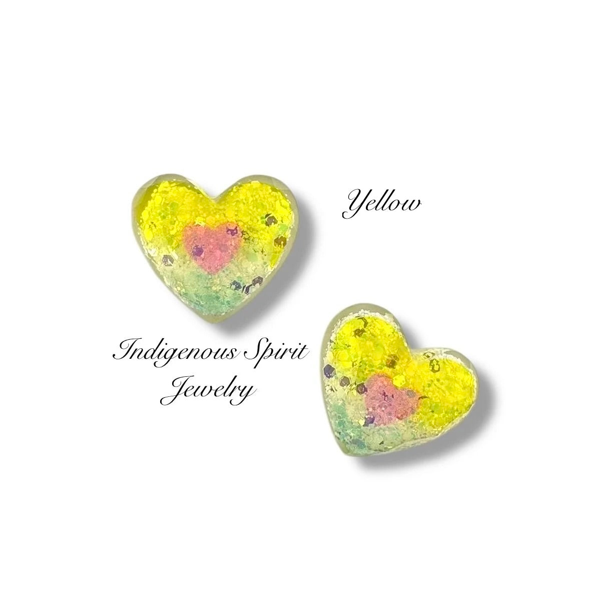 Glitter Confetti Inner Heart Cabochons