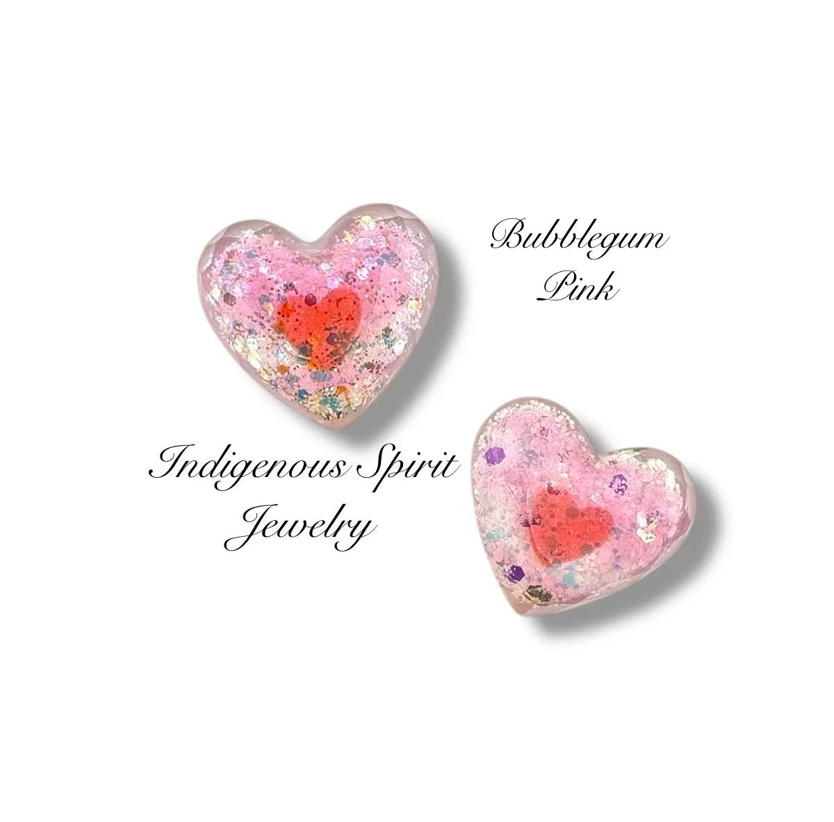 Glitter Confetti Inner Heart Cabochons