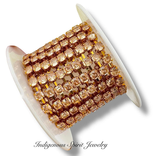 24k Gold Plated 4mm Round Cubic Zirconia Chain Banding (Clearance)